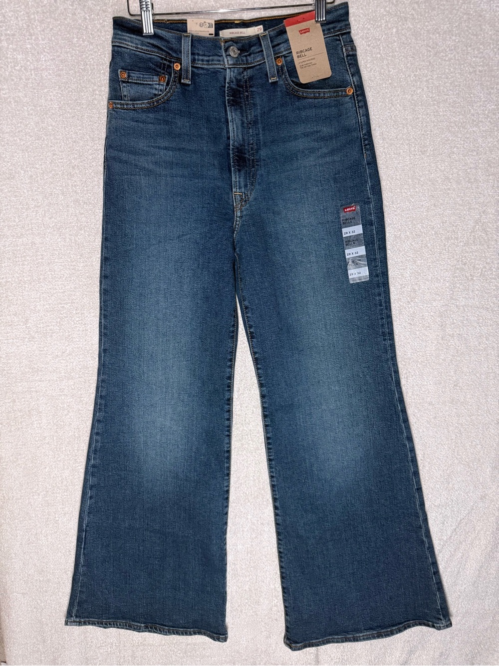 Levi's Ribcage Bell Jeans Women's 29x32 NWT Black High Rise A7503-0007